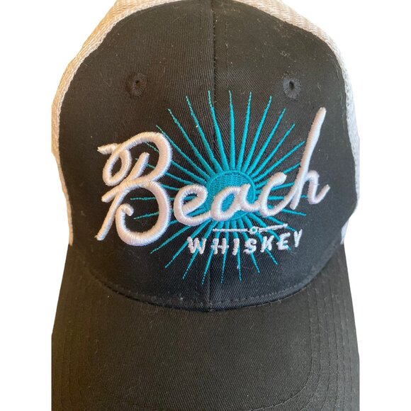 Beach Whisky Black Mesh Back Adjustable Hat Cap - Picture 2 of 7